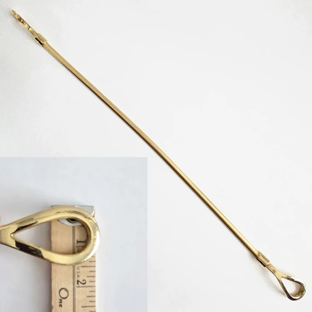 Slinky Gold Vintage Disco Stretch Belt With Hook Closure, Size Small